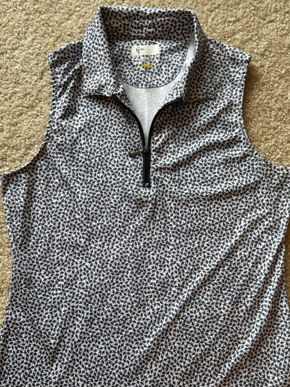 Gm Golf Navy/white Sleeveless Zip Tank L
